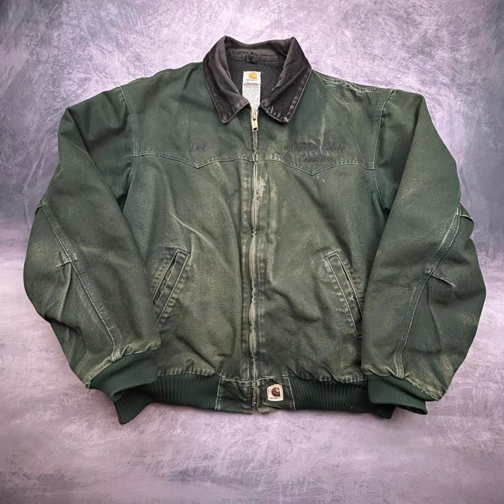 Green Santa Fe bomber y2k jacket beautiful fade fall winter time workwear jacket